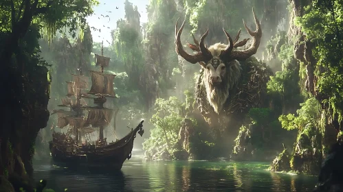 Enchanted Ship and Mythical Beast