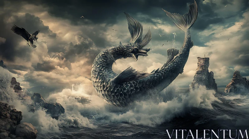 Stormy Seas and Colossal Krakens AI Image