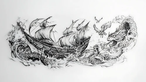 Epic Sea Battle Tattoo Art