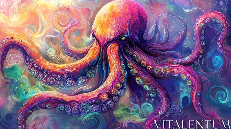 Vivid Abstract Marine Creature with Intricate Swirls AI Image