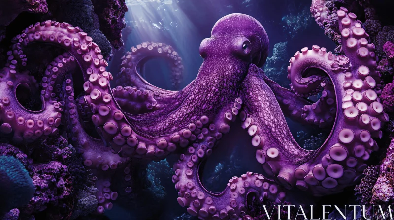 Beautiful Purple Octopus AI Image