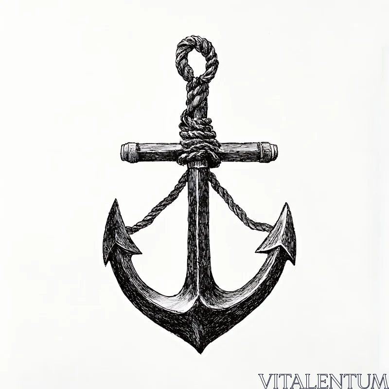 Intricate Black and White Anchor Sketch AI Image