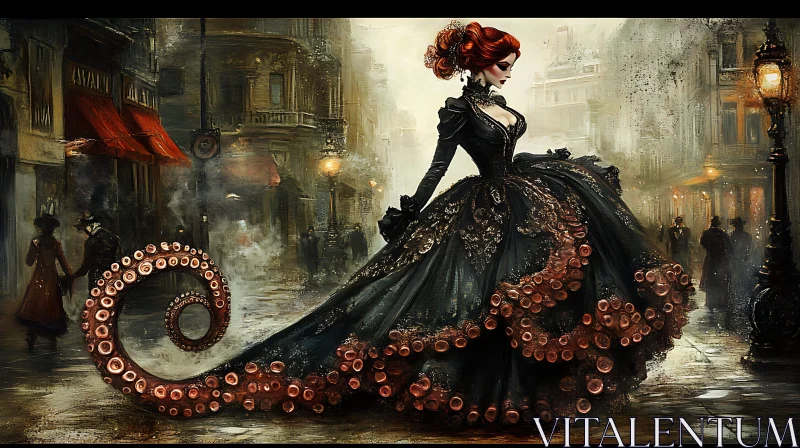 Victorian Lady's Surreal Tentacled Dress