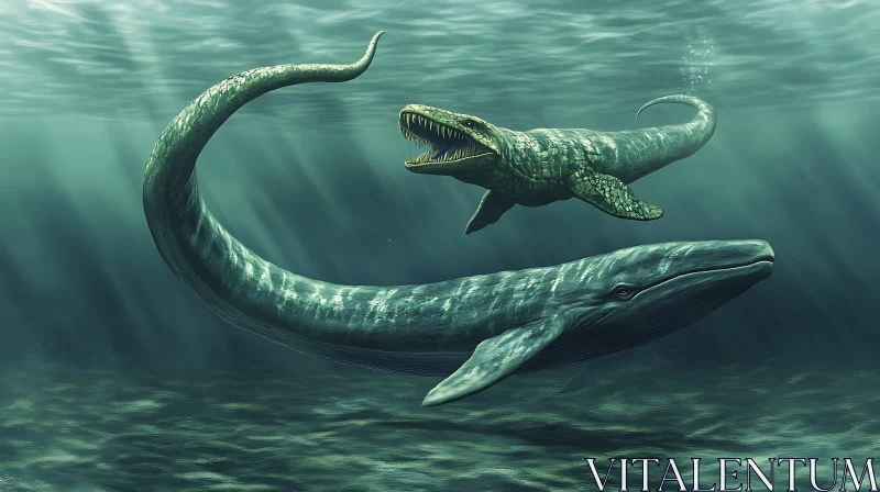 Marine Life: Whale and Ancient Sea Predator