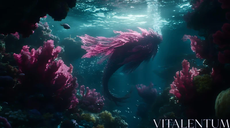 Enchanting Underwater Mermaid Scene AI Image