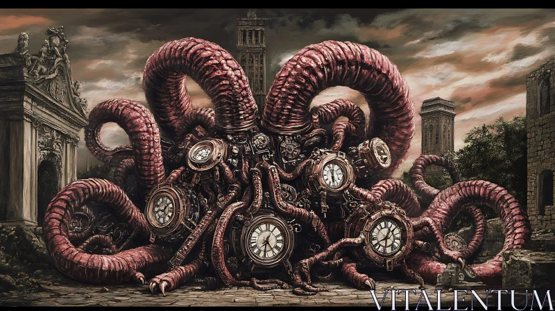 Steampunk Tentacles and Timeless Architecture AI Image