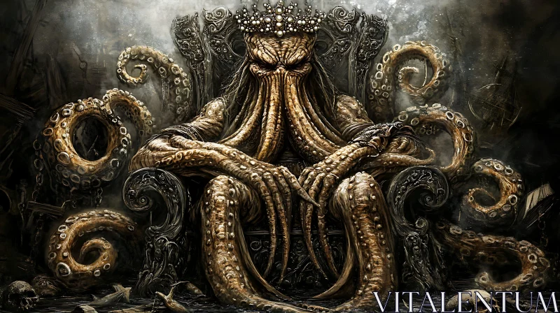 AI ART Regal Cthulhu Monster with Crown