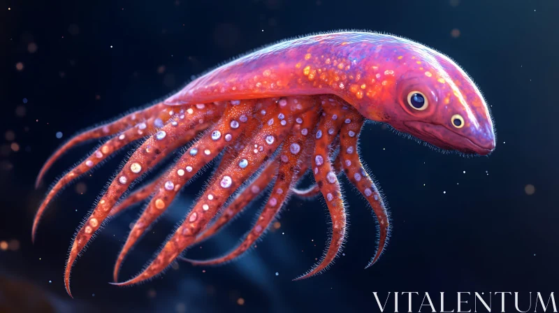 Luminous Marine Animal in Deep Sea AI Image