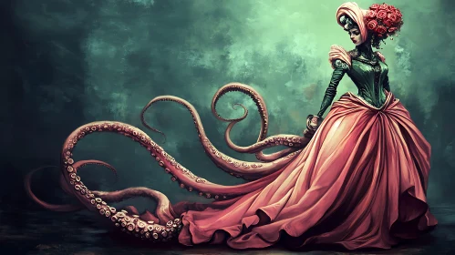 Elegant Lady with Octopus Tentacles