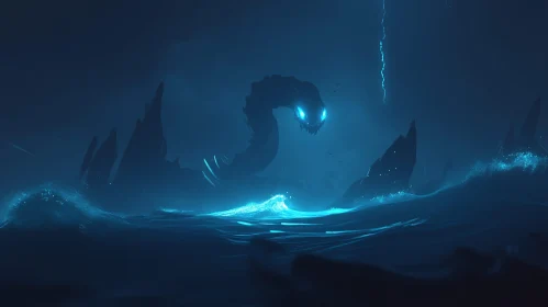 Glowing Sea Monster at Night