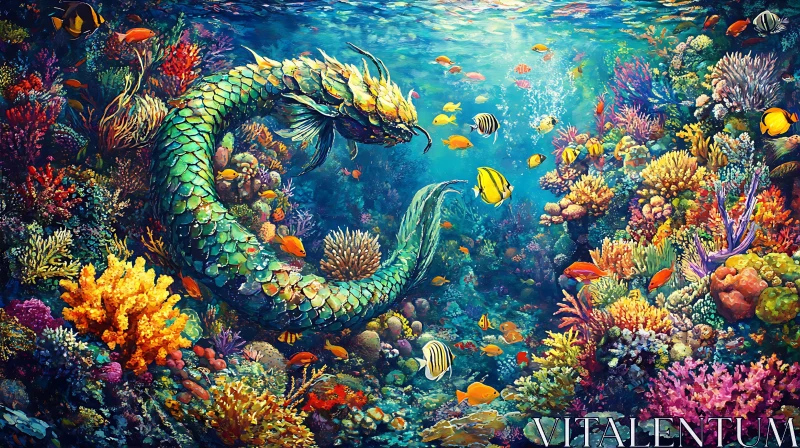 Dragon Beneath the Waves AI Image