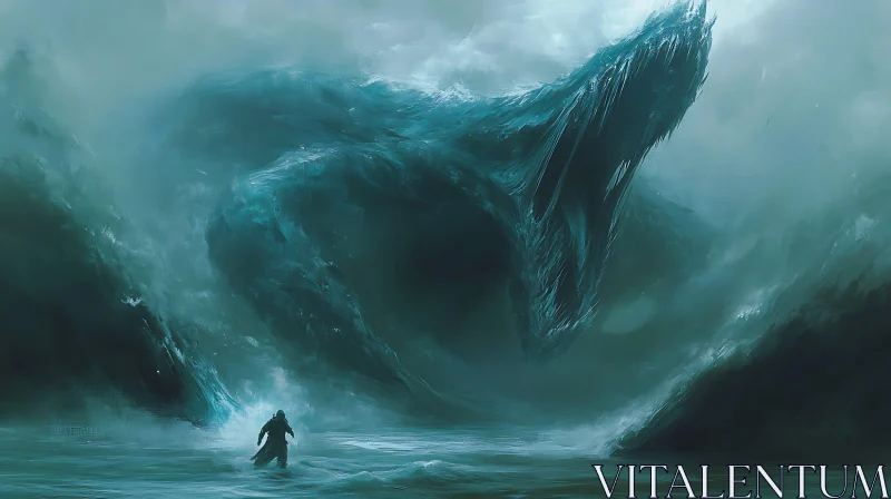 Giant Sea Entity in Mysterious Waters AI Image