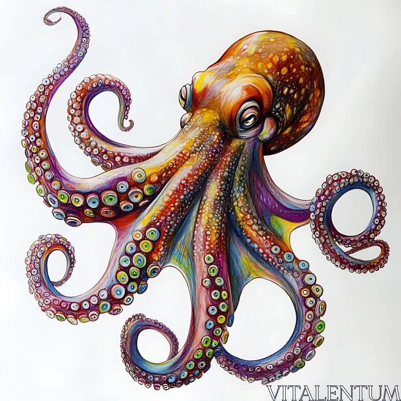 Vivid Marine Life Artwork Featuring an Octopus AI Image