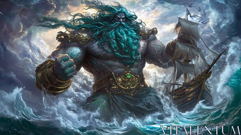 AI ART Sea Deity Ruling Over Stormy Seas