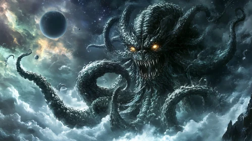Cosmic Horror: Kraken with Glowing Eyes