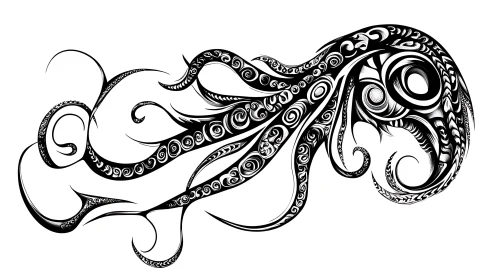 Black-and-White Abstract Octopus