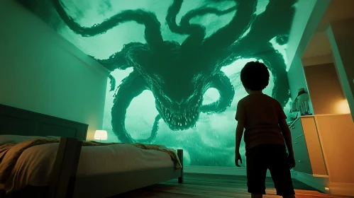 Mysterious Tentacled Monster in Child's Room