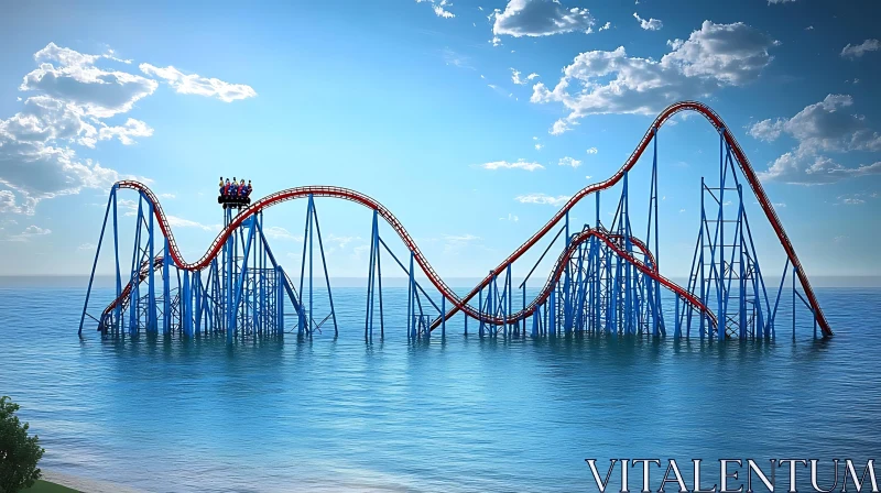 Oceanic Roller Coaster Thrill AI Image