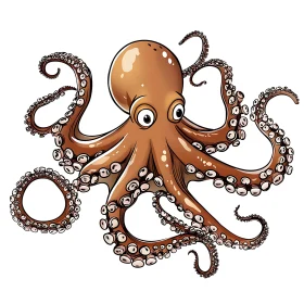 Cartoon Octopus with Tentacles