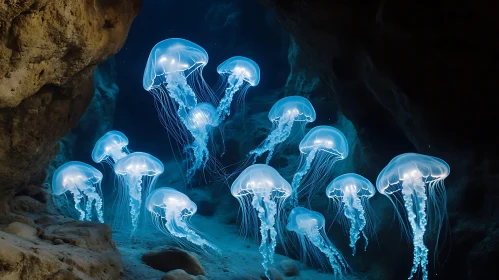 Glowing Jellyfish in the Ocean Depths