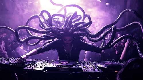 Purple Party DJ with Tentacle Hair