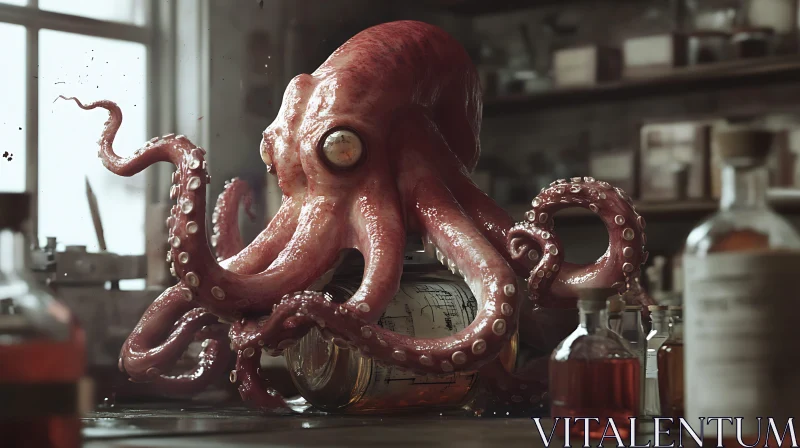 Scientific Octopus in Lab AI Image