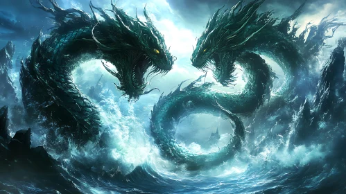 Clash of Colossal Sea Dragons