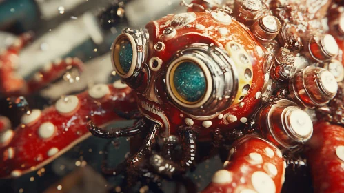 Futuristic Underwater Mechanical Octopus