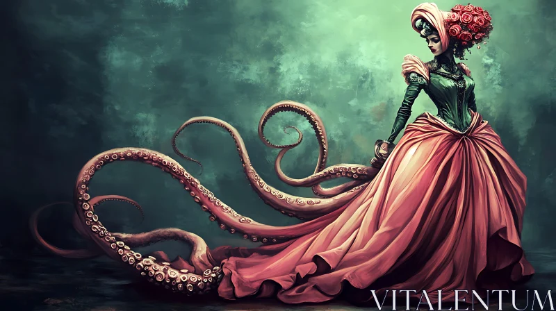 Elegant Lady with Octopus Tentacles