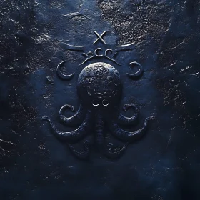 Ornate Octopus Symbol on Textured Surface