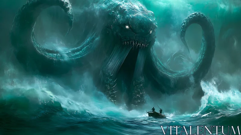 Colossal Sea Monster and Tiny Boat