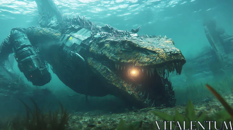 Submerged Cyber Dragon AI Image