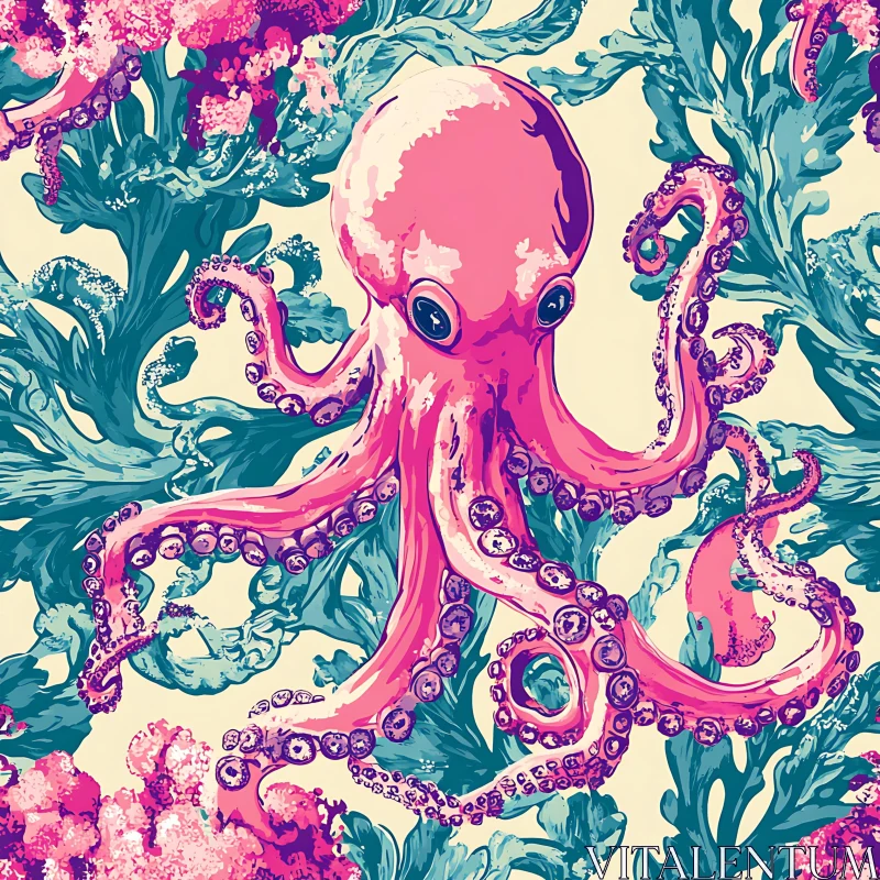 AI ART Colorful Marine Artwork Featuring an Octopus