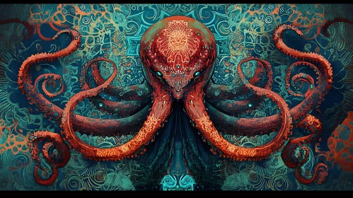 Artistic Octopus with Detailed Tentacles