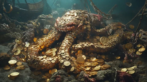 Sea Treasure: Octopus and Gold Underwater