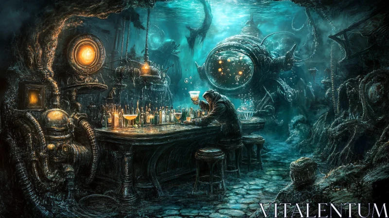 Submerged Laboratory Bar and Intriguing Submarine AI Image