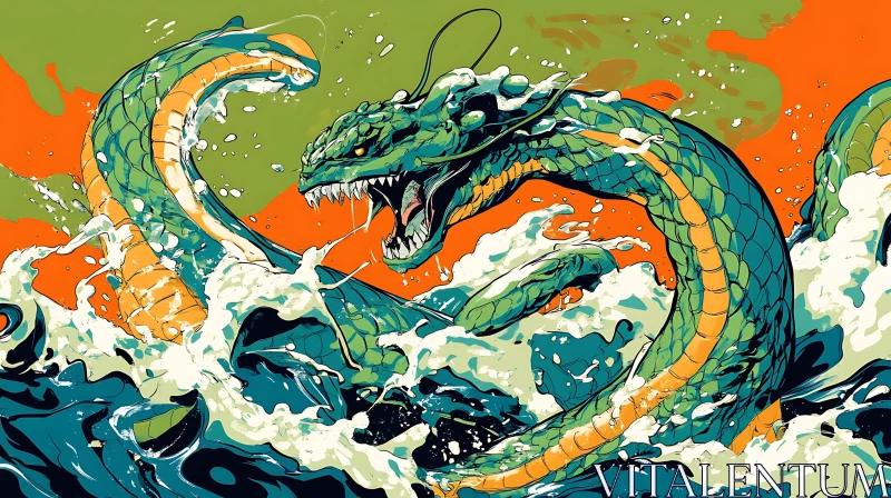 Sea Serpent Dragon Artwork AI Image