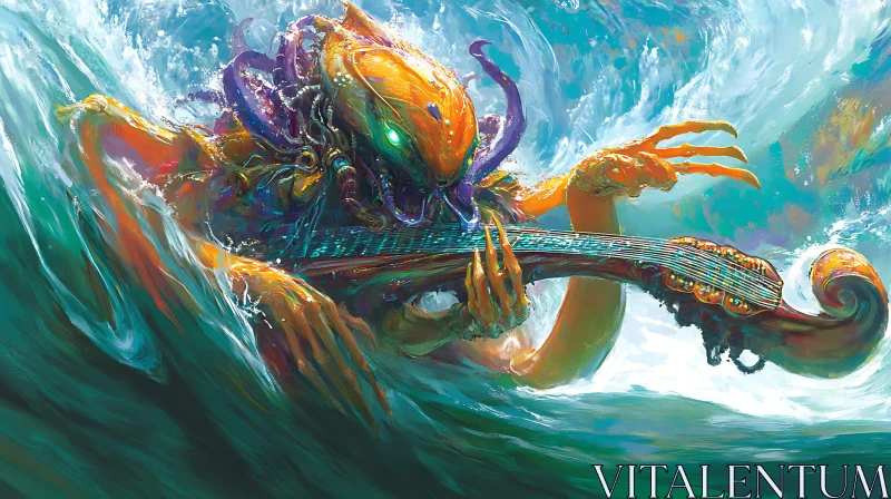 AI ART Aquatic Fantasy: Octopus Musician