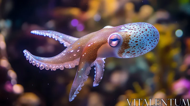 Graceful Octopus Swimming Amidst Corals AI Image