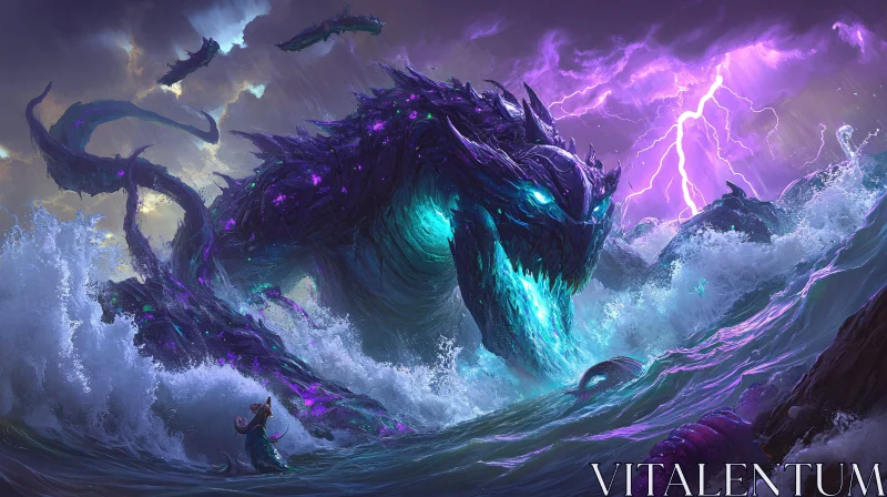 AI ART Majestic Kraken Rising Amidst a Thunderstorm