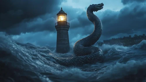 Sea Serpent by Lighthouse