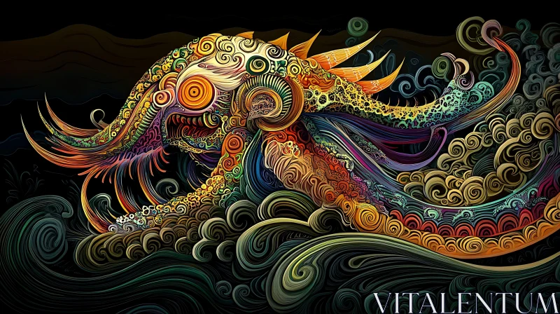 Colorful Swirling Abstract Creature Design AI Image