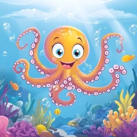 Playful Octopus in Animated Coral Reef