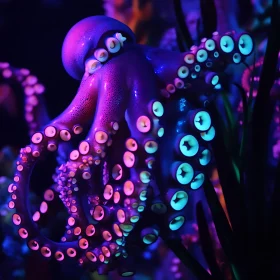 Luminous Octopus in Vivid Underwater Scene