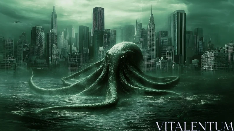 Colossal Sea Creature in Modern City AI Image