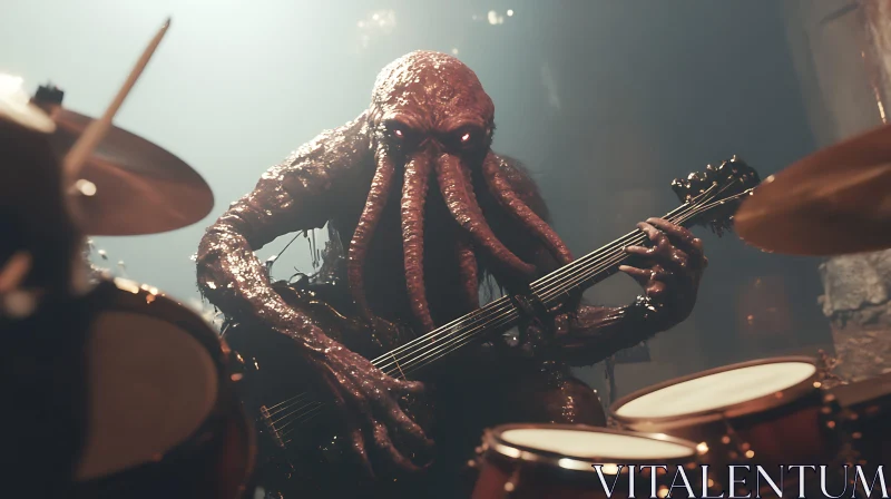 Tentacled Monster Rocking Out AI Image