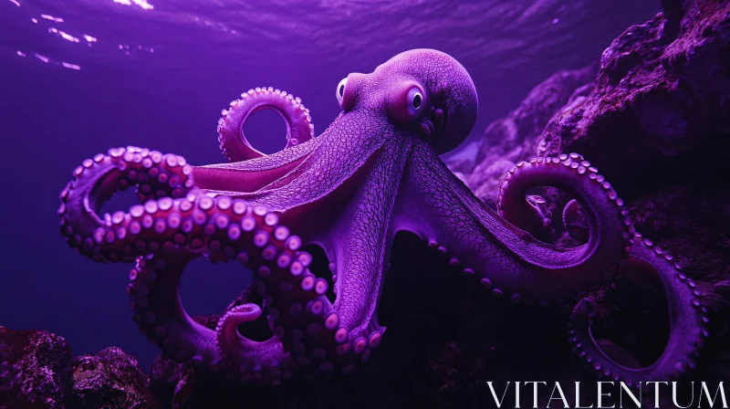 Majestic Marine Life: Purple Octopus in the Ocean AI Image