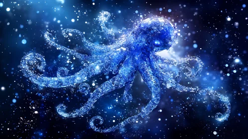 Celestial Octopus in a Mystical Marine World