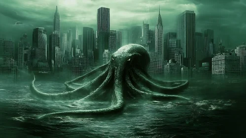 Colossal Sea Creature in Modern City