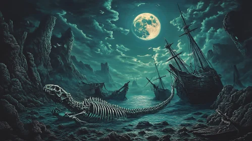 Mysterious Shipwrecks Under Full Moon